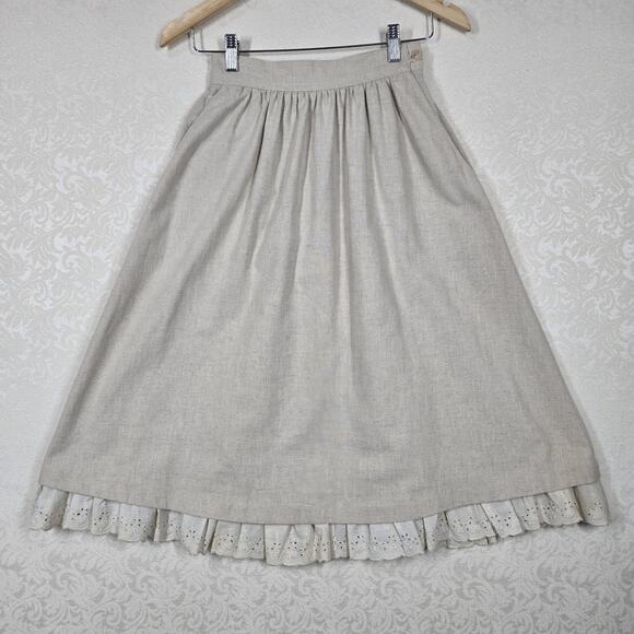 Vintage Cream Midi Skirt - Picture 3 of 13